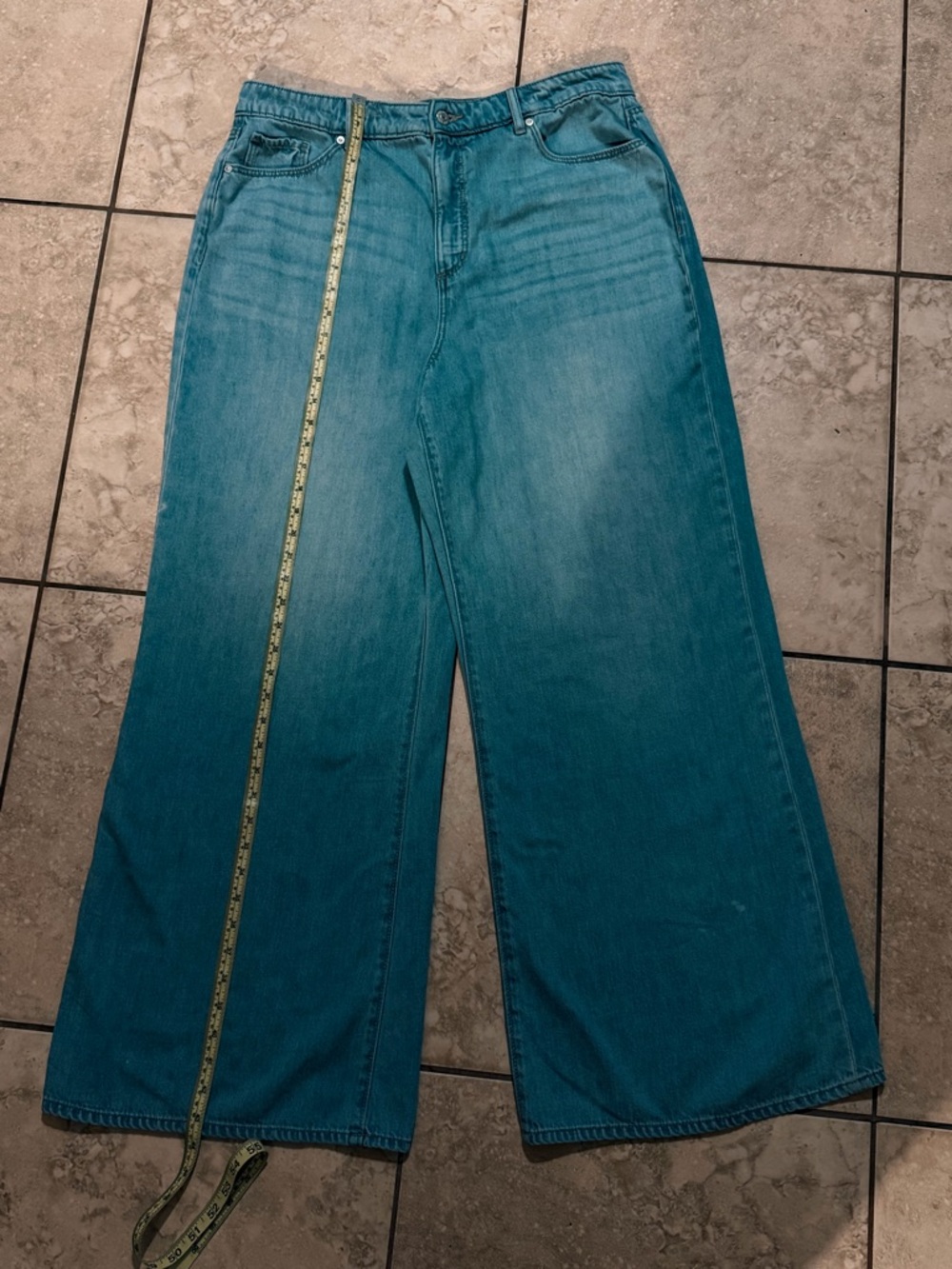 LOFT Teal Wash Wide-Leg Jeans